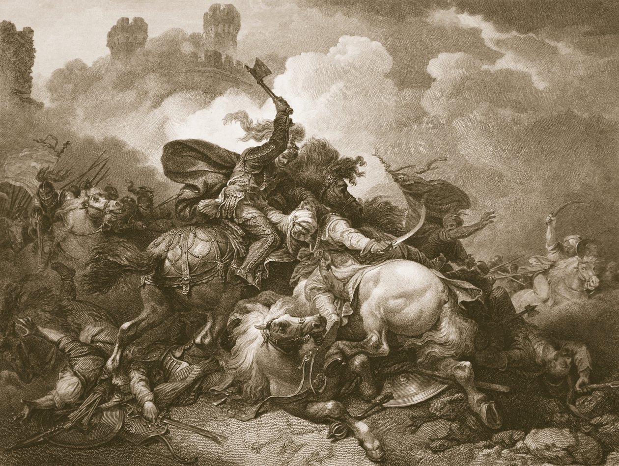 Richard den første i Palæstina, indgraveret af A. Smith, illustration fra David Humes 
