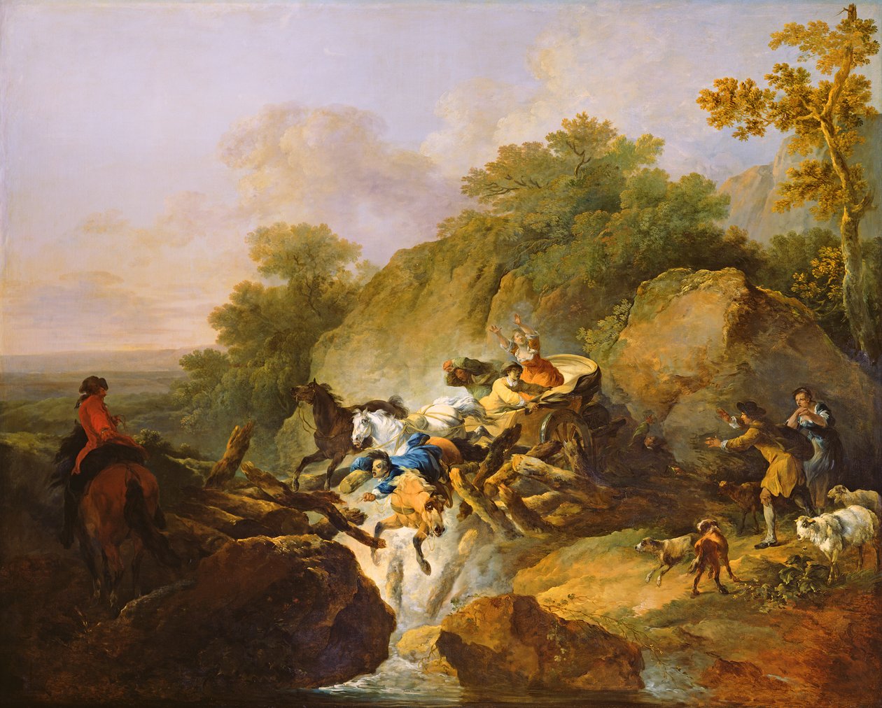 Brud på en træbro, ca. 1770 af Philippe Jacques de Loutherbourg