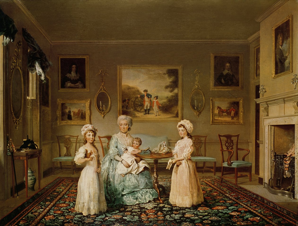 Fru Congreve og hendes børn i deres dagligstue i London, 1782 af Philip Reinagle