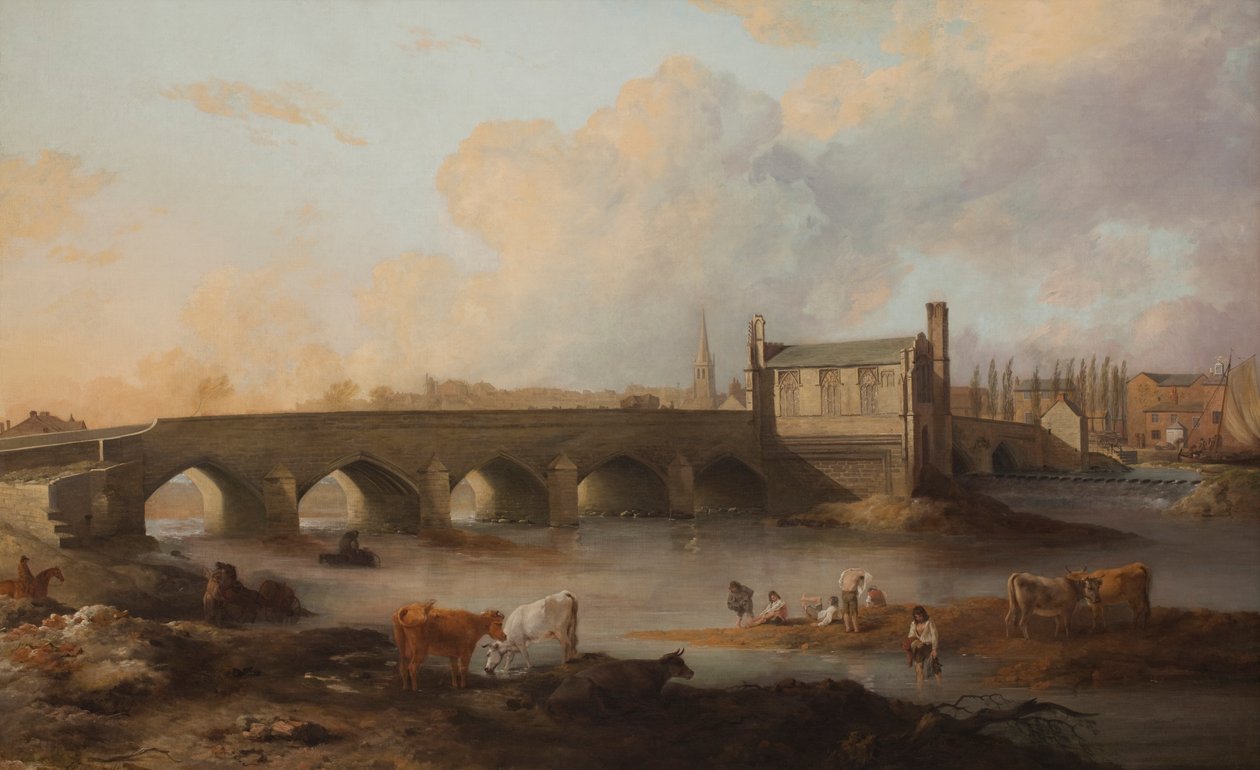 Wakefield Bridge og Chantry Chapel, 1793 af Philip Reinagle