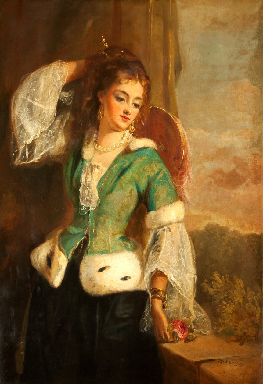 Portræt af en dame i en grøn jakke, 1890 af Philip Richard Morris