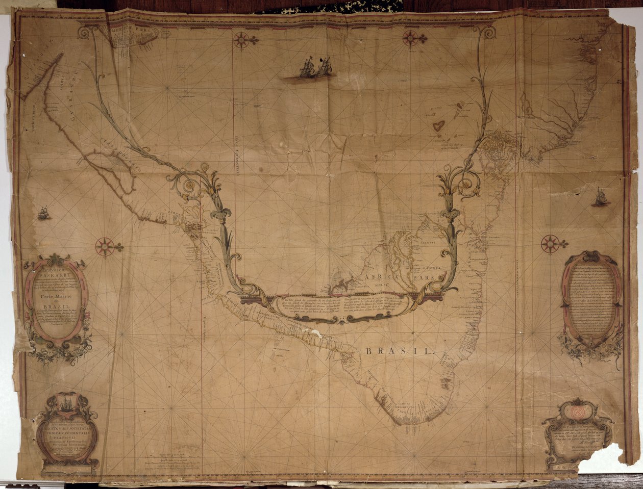 Ms 1288 f.25 Kort over Brasilien, fra hollandske marinekort, 1637 af Philip Vingboons