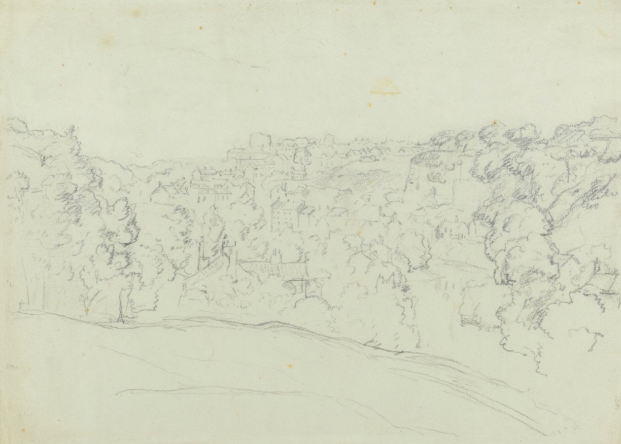 Bridgenorth (grafit på grågrønt papir, lagt ned) af Philip Wilson Steer