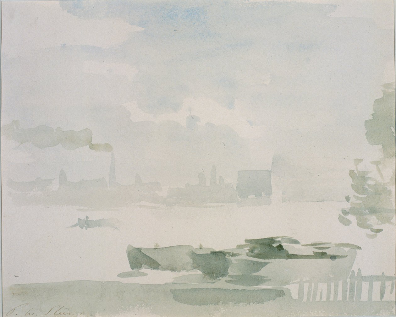 Chelsea Reach (wc på papir, klistret på kort) af Philip Wilson Steer