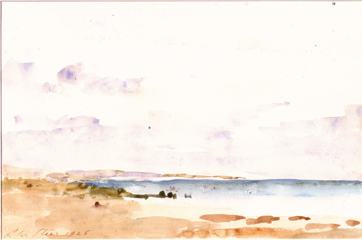 Coast Scene (wc på papir, klistret på kort) af Philip Wilson Steer