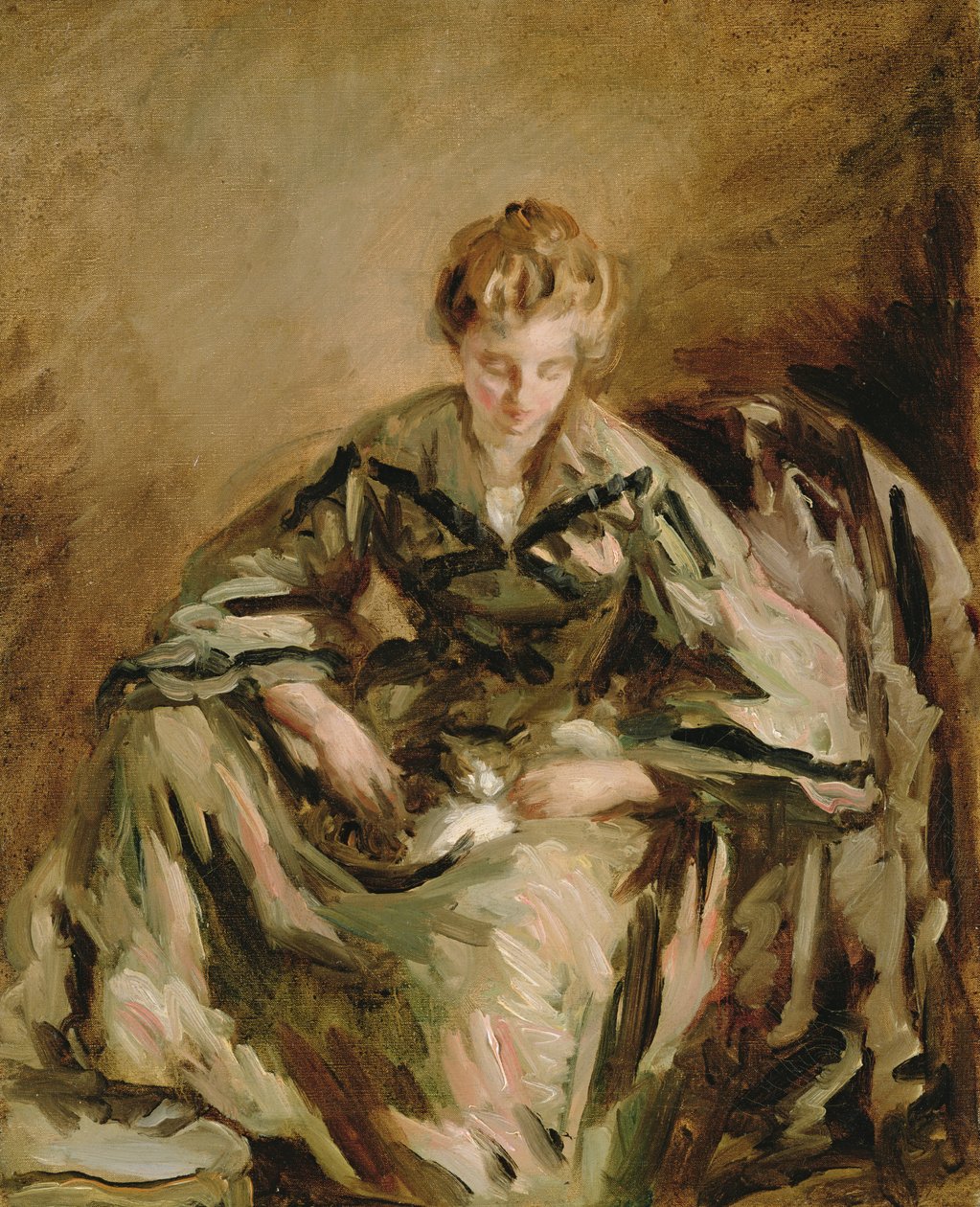 Pige med kat af Philip Wilson Steer