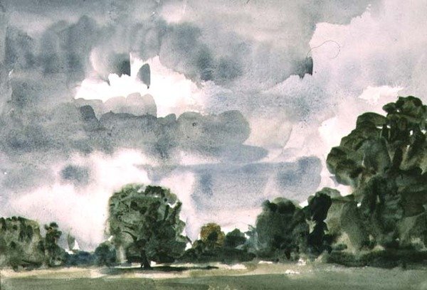 Haresfoot Park, nær Berkhamsted, Hertfordshire, 1915 (wc på papir) af Philip Wilson Steer
