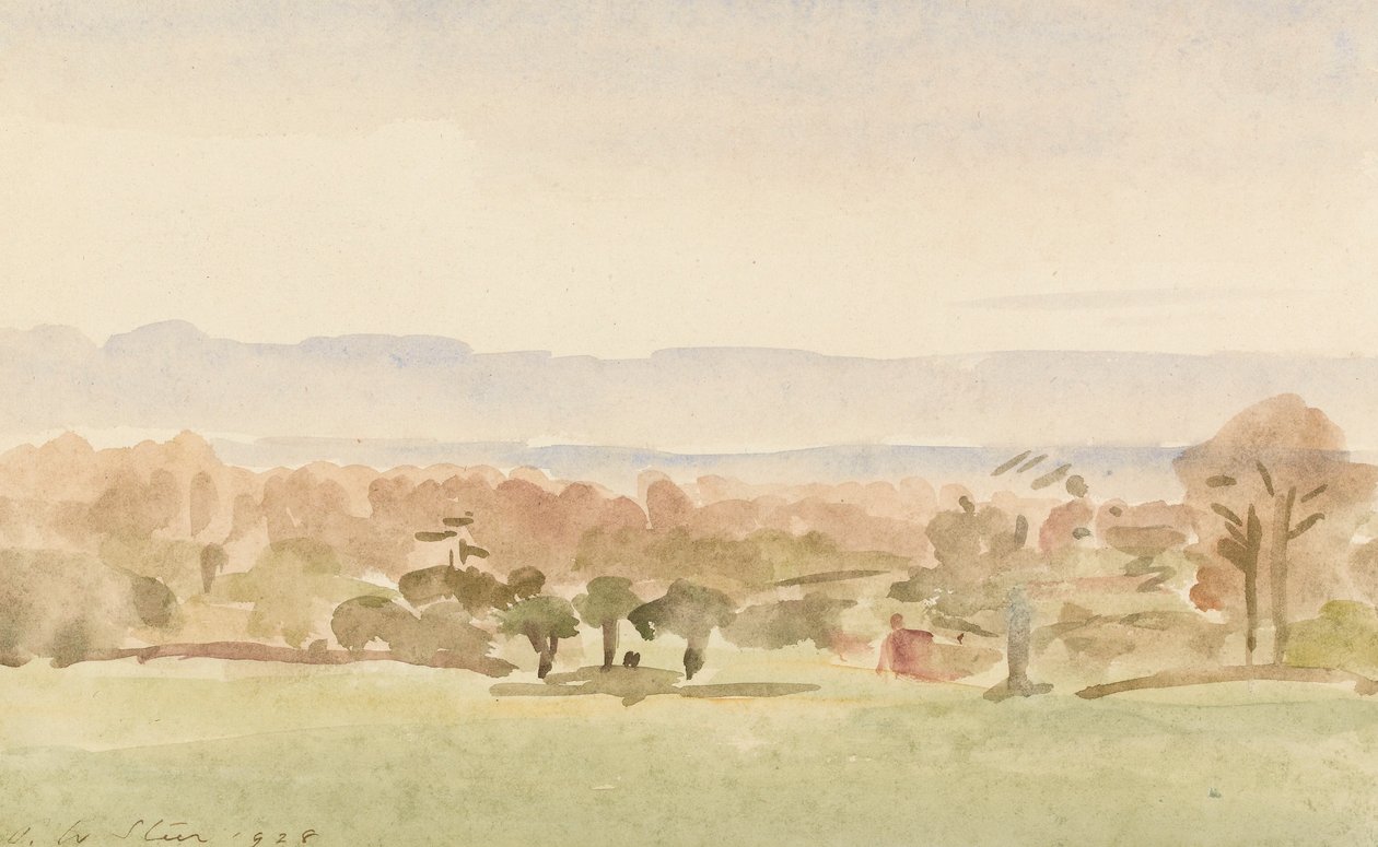 Landskab, muligvis Framlingham, Suffolk af Philip Wilson Steer