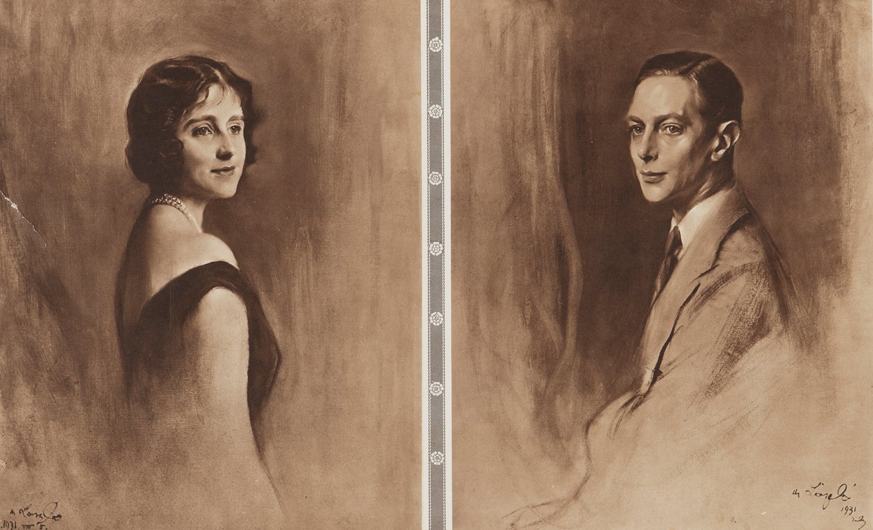 Kong George VI og dronning Elizabeth af Philip Alexius de (after) Laszlo