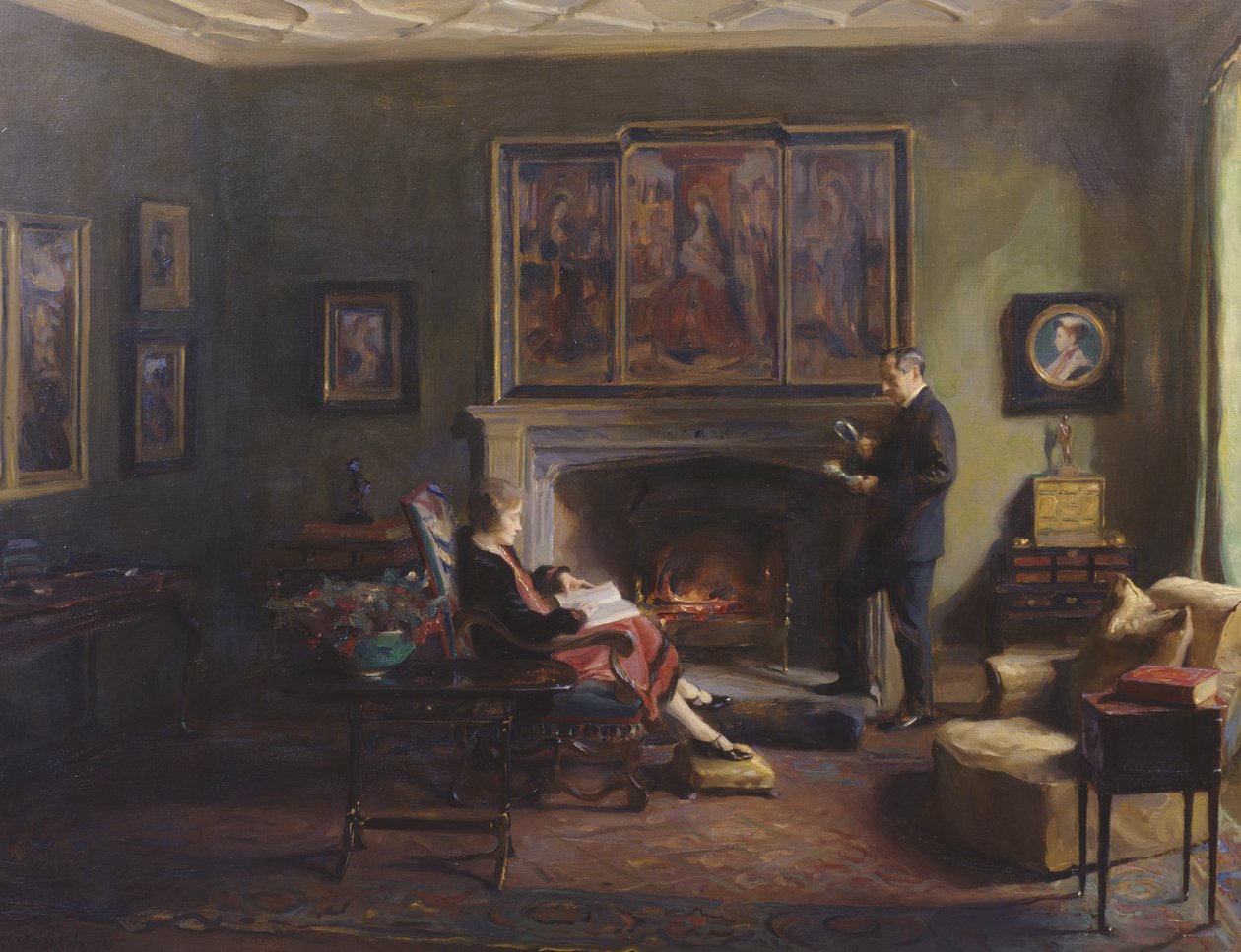Interiør med Viscount og Viscountesse Lee af Fareham af Philip Alexius de Laszlo