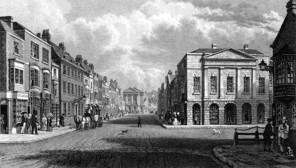 The High Street, Newport, Isle of Wight, 1844. af Philip Brannon