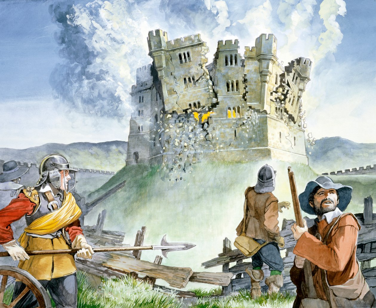 Borgerkrigsbelejring ved Old Wardour Castle, 1644, c1990-2010 af Philip Corke