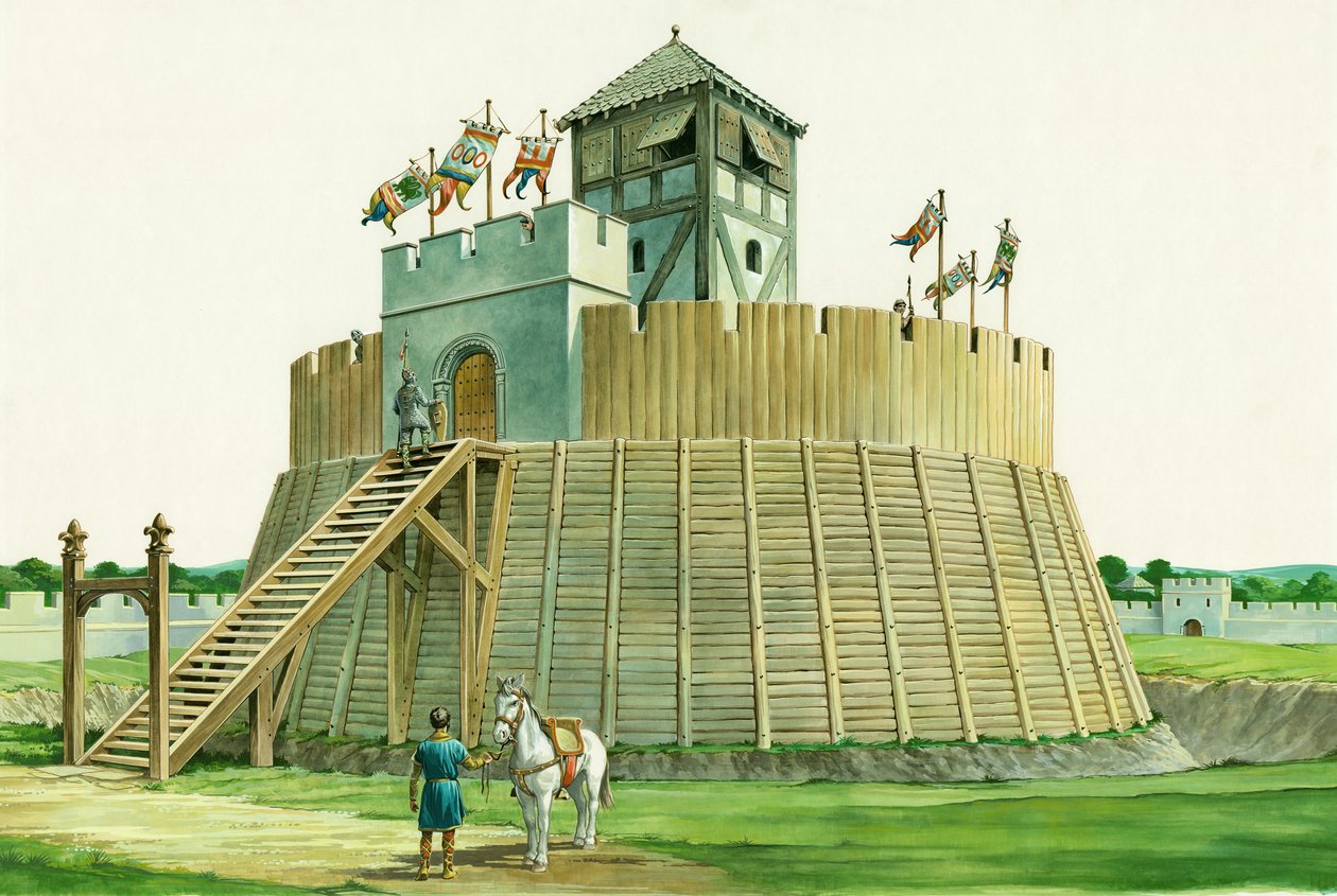 Norman udsigtstårn ved Bramber Castle, West Sussex, c1995-c2009 af Philip Corke