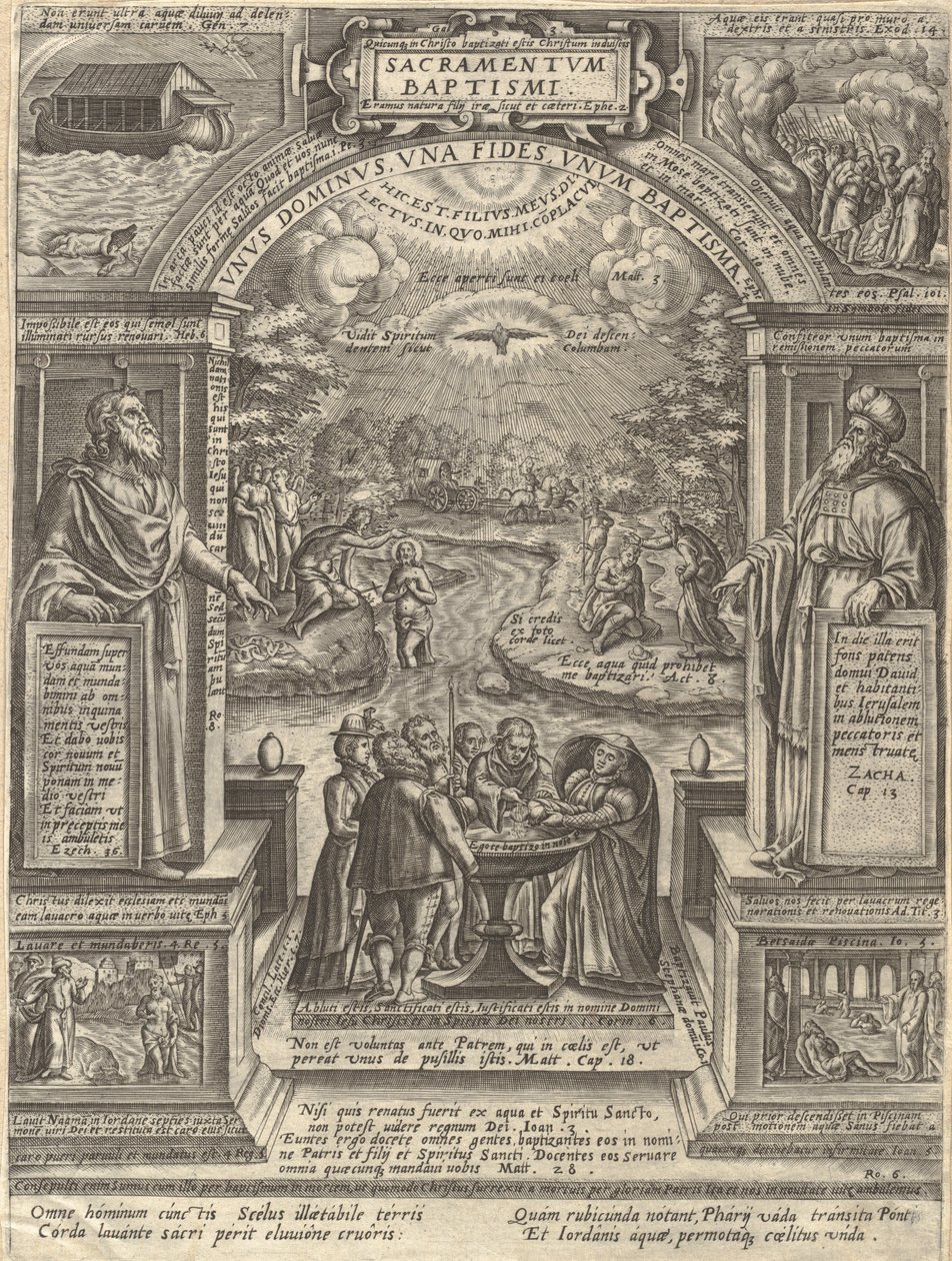 Dåb, fra serien De syv sakramenter, 1576., 1576. af Philip Galle