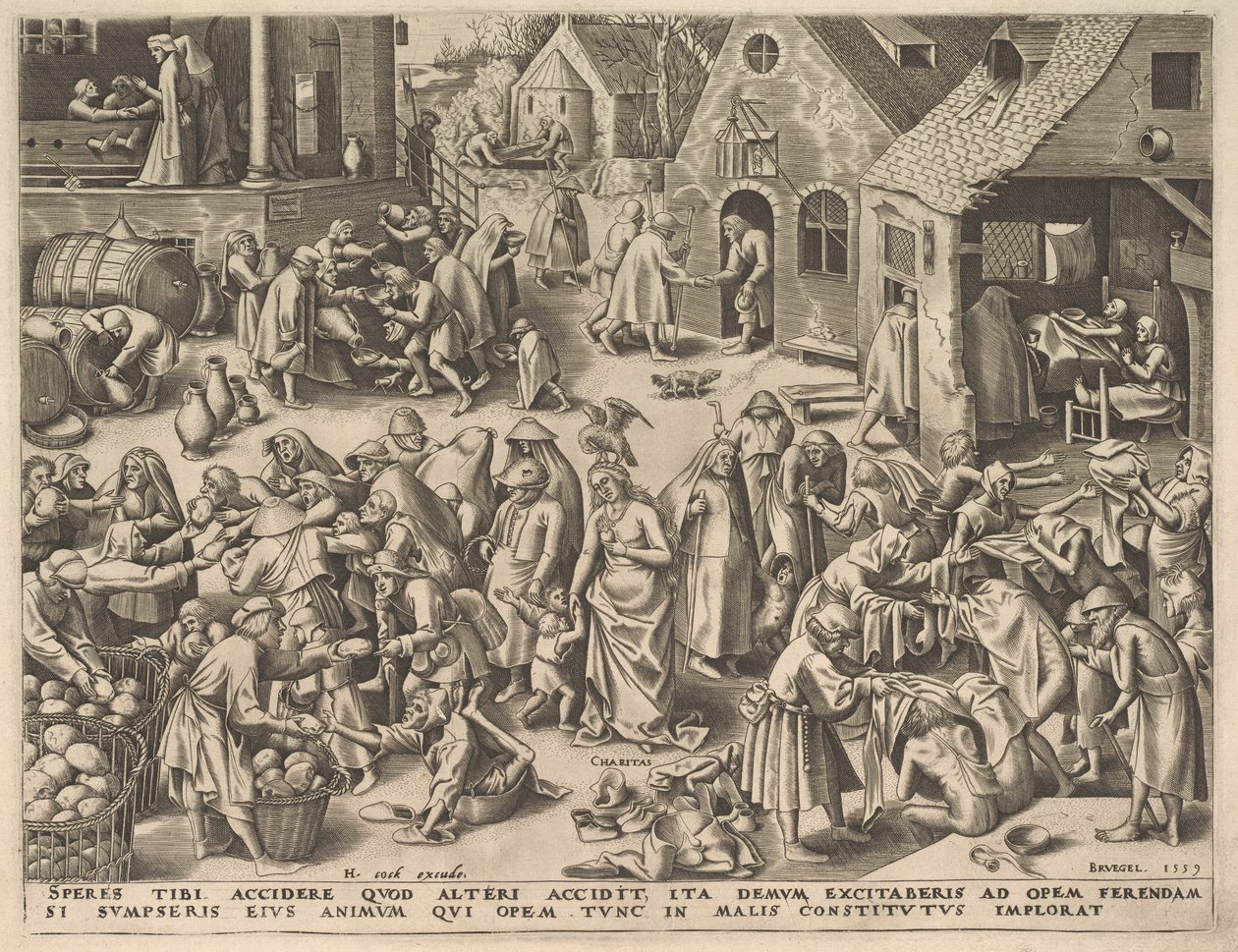 Charity Charitas fra The Virtues, 1559. af Philip Galle