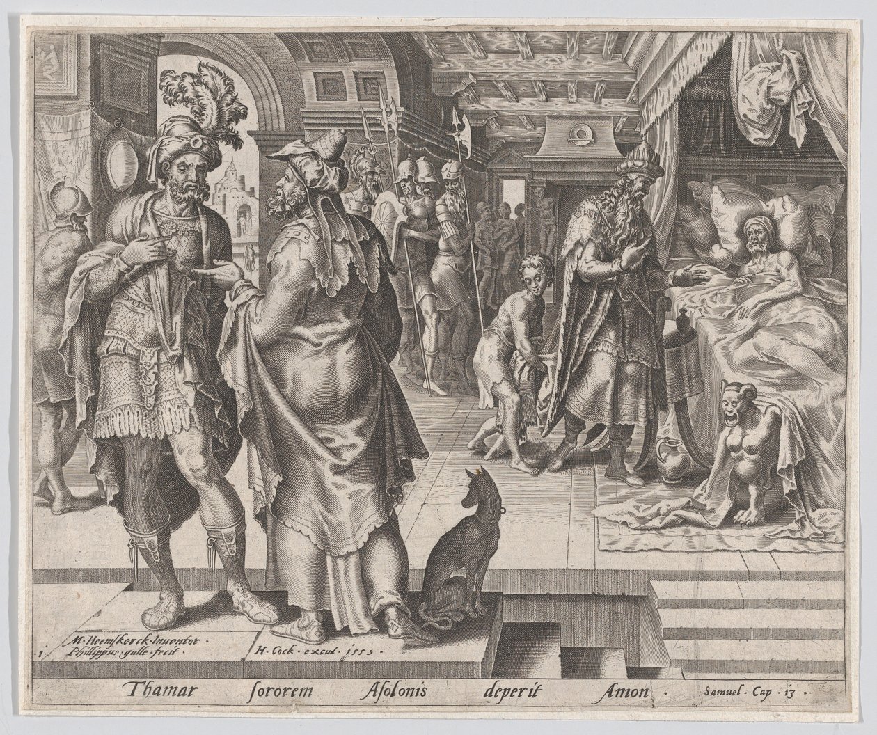 Jonadab Counseling Amnon, fra The Story of Tamar and Amnon, plade 1, 1559., af Philip Galle