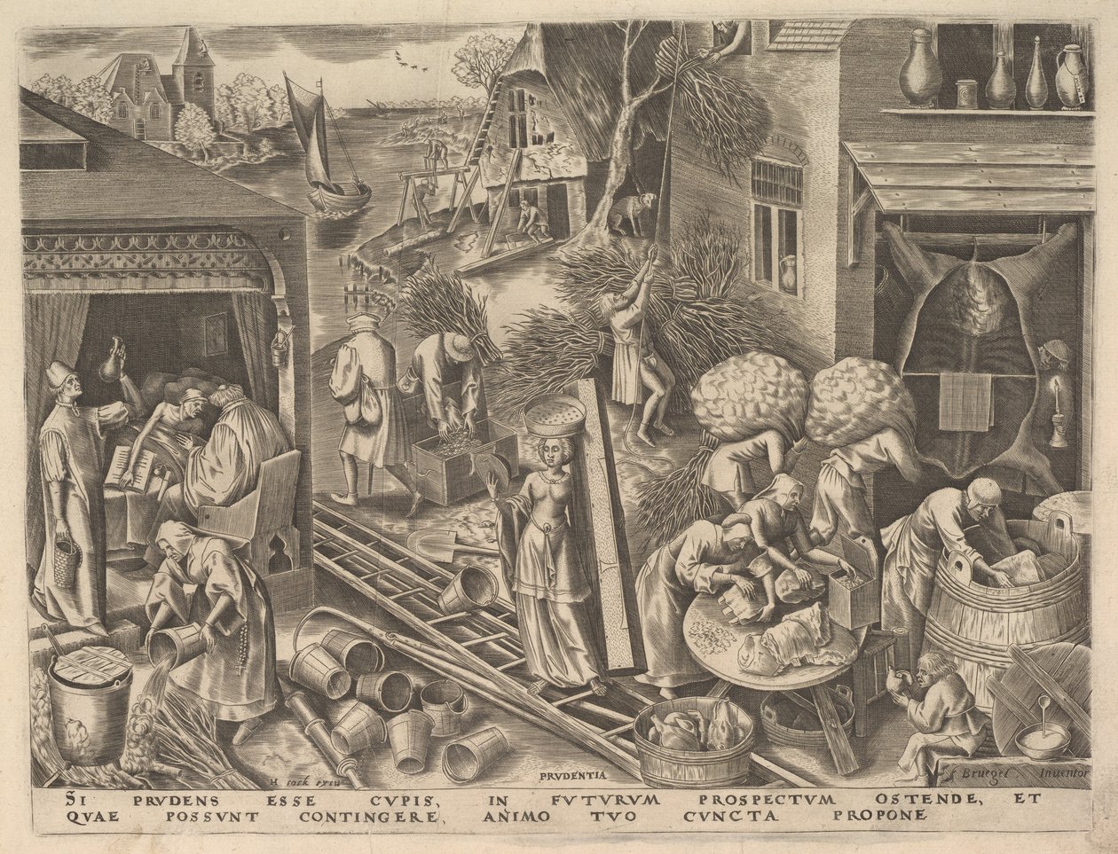 Prudence Prudentia fra The Virtues, ca. 1559-60. af Philip Galle
