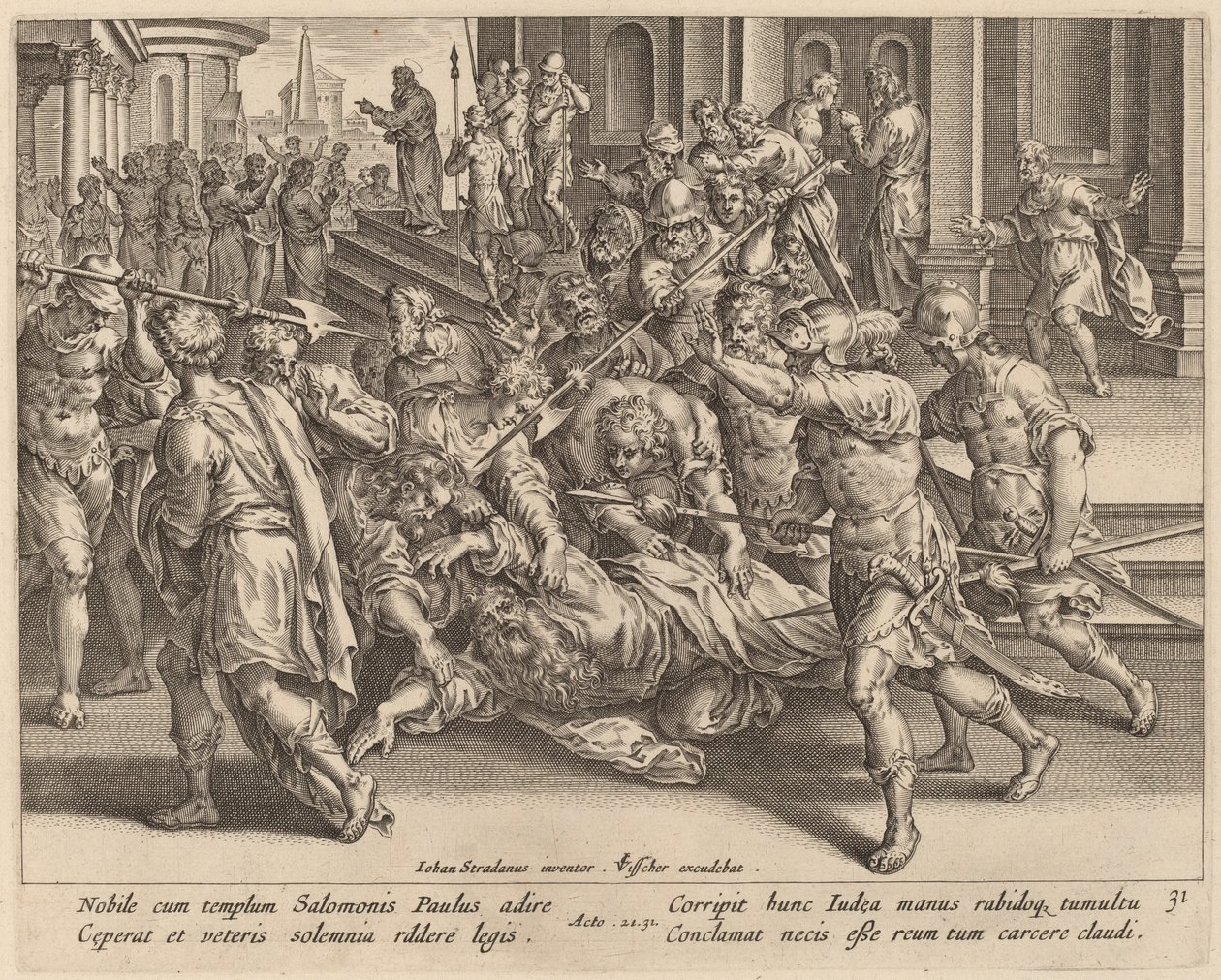Arrestationen af Saint Paul af Philip Galle after Jan van der Straet