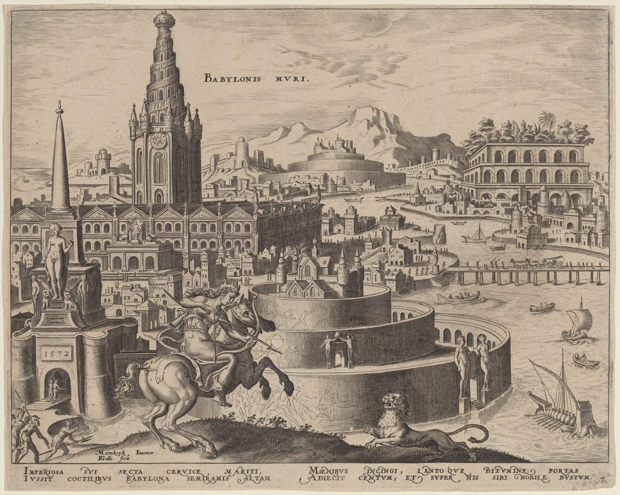Babylonis Muri (Babylons mure) af Philip Galle, after Maerten van Heemskerck
