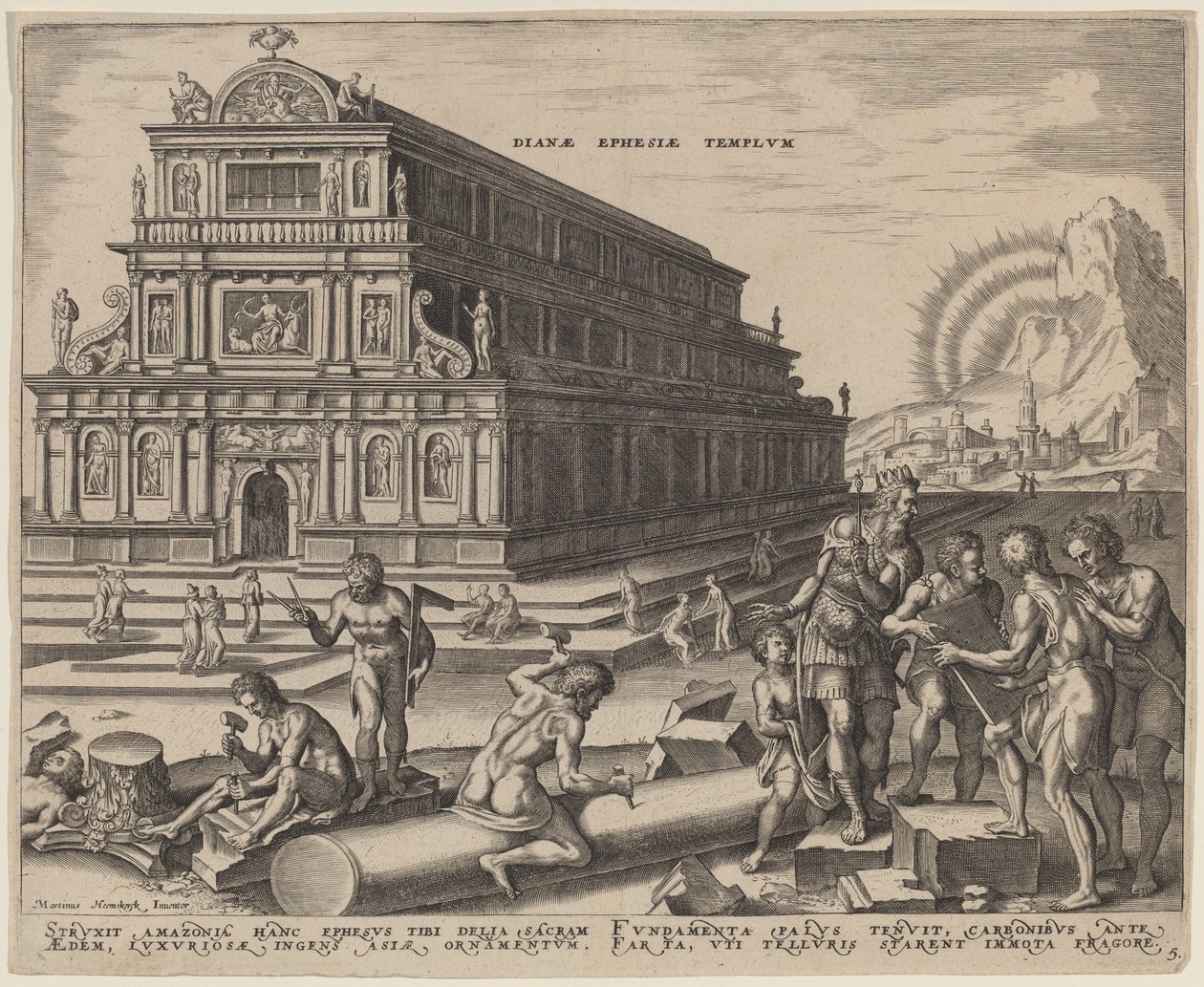 Dianatemplet i Efesos af Philip Galle, after Maerten van Heemskerck