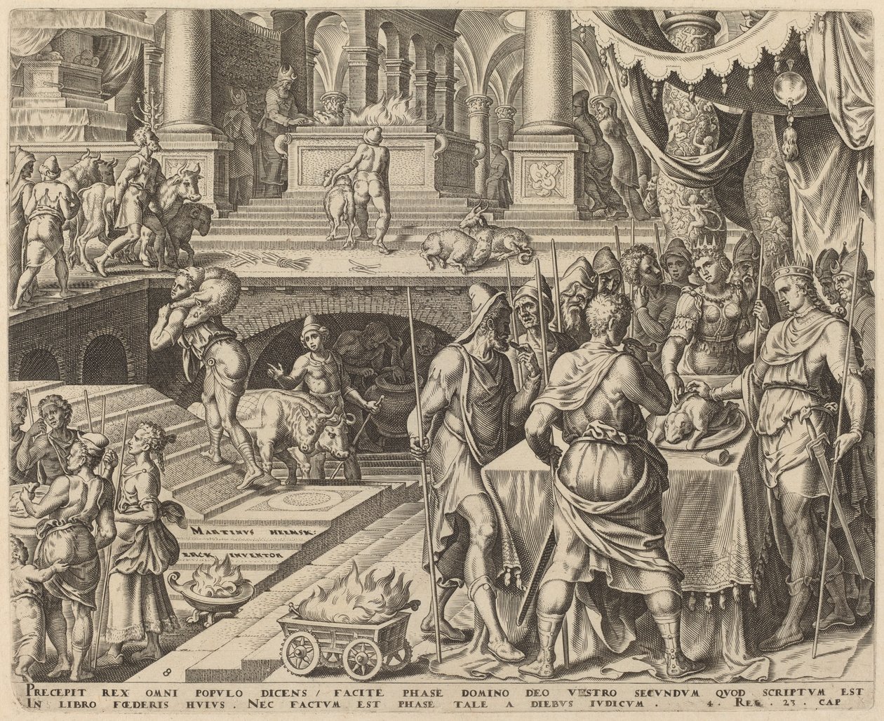 Josiah fejrer påske af Philip Galle, after Maerten van Heemskerck