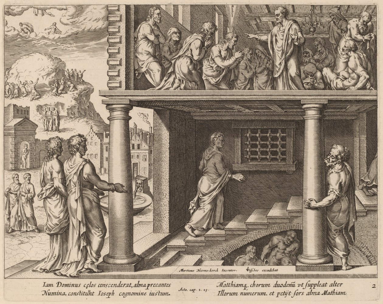 Valget af den hellige Matthias af Philip Galle after Maerten van Heemskerck