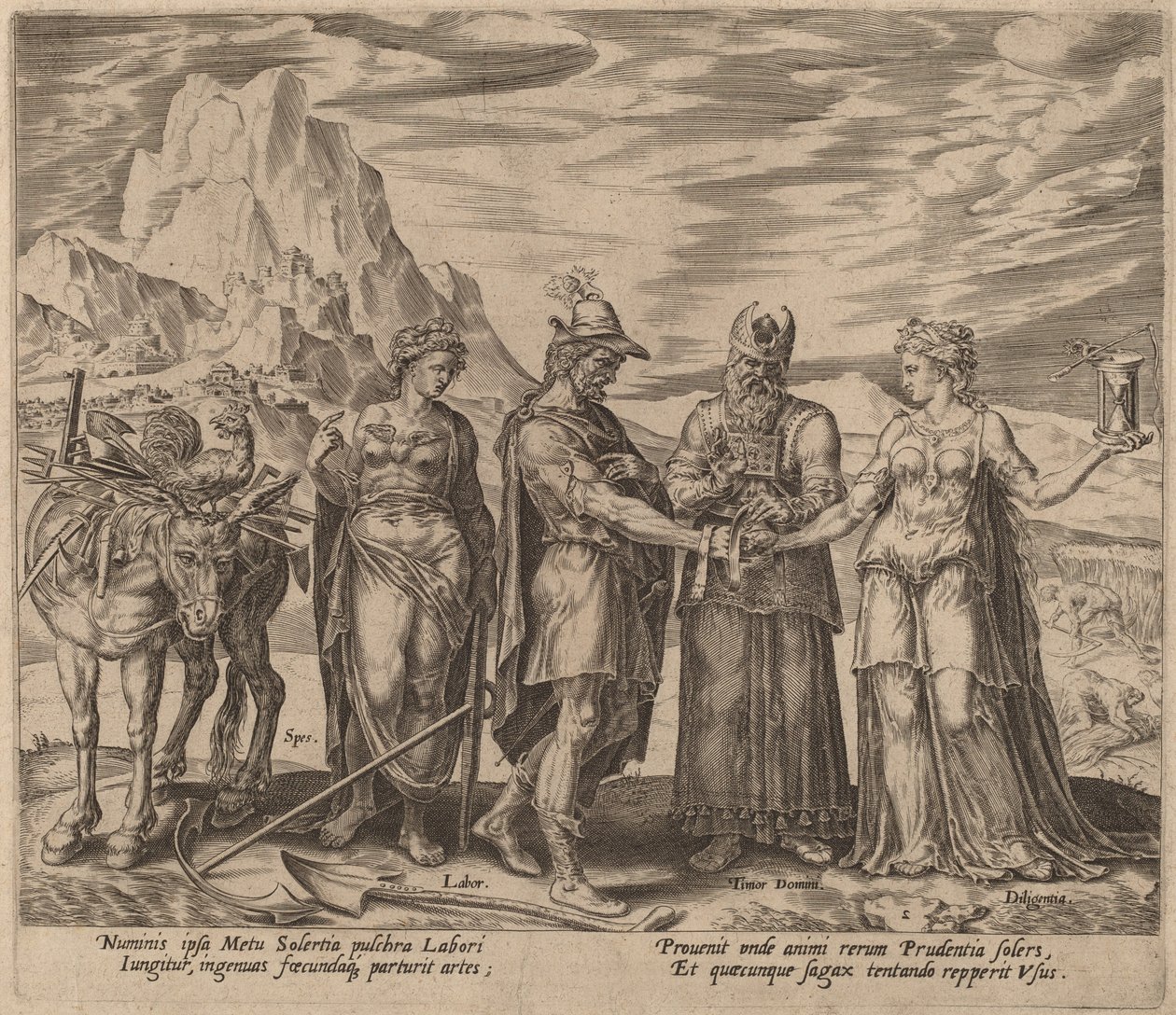 Arbejdets og Flidens Ægteskab af Philip Galle after Maerten van Heemskerck