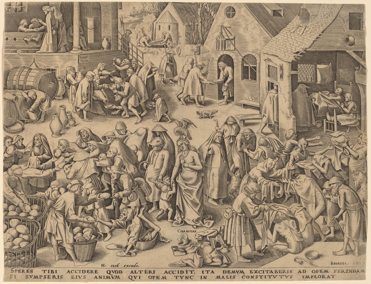 Velgørenhed [recto] af Philip Galle after Pieter Bruegel the Elder