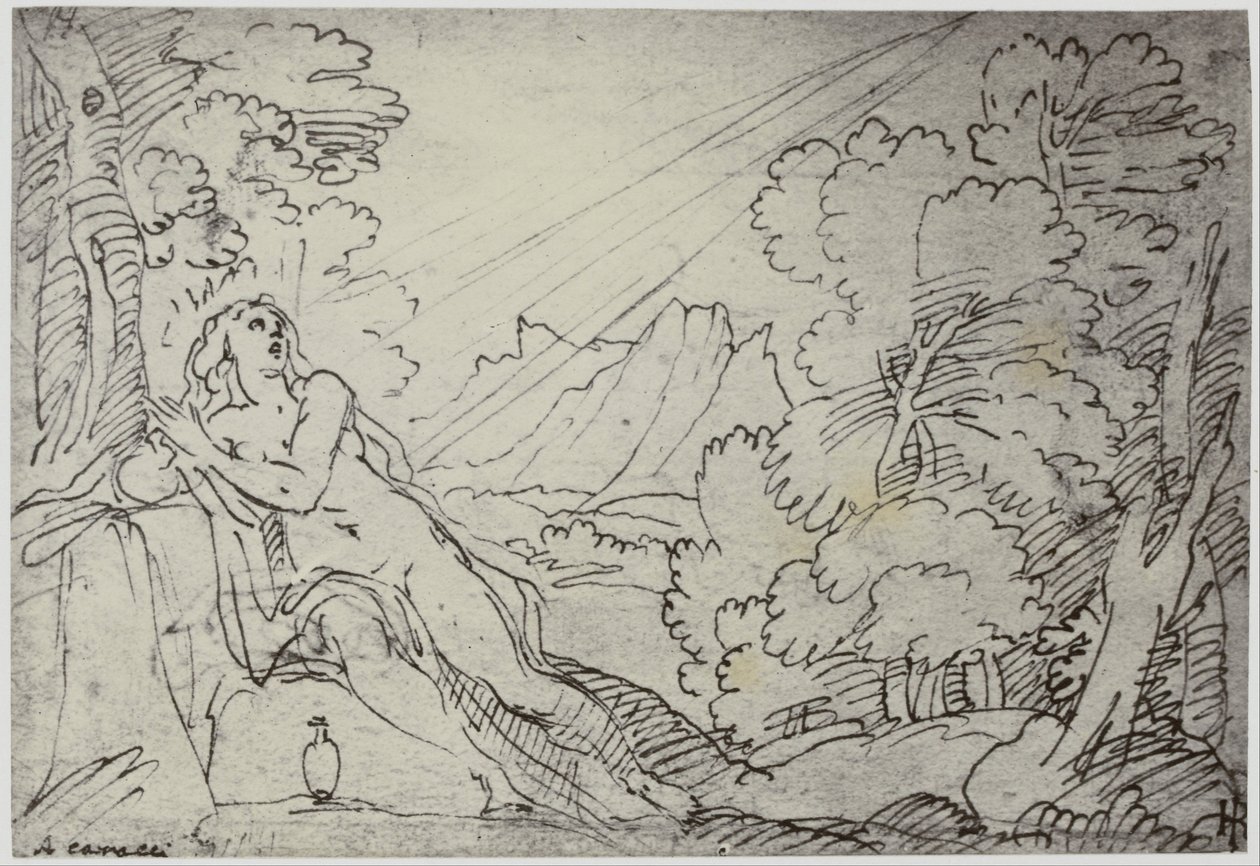 Correggio, en engel, der bærer en sjæl til paradis af Philip Henry Delamotte