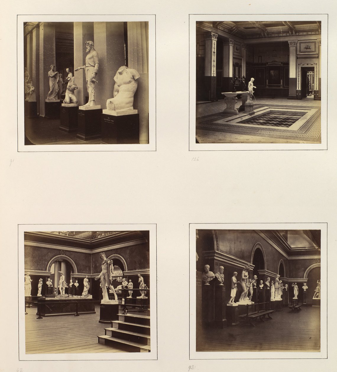 [Græsk hof med farnese torso af en ungdom, udsigt over en klassisk springvand og pool, Rom..., ca. 1859. af Philip Henry Delamotte.