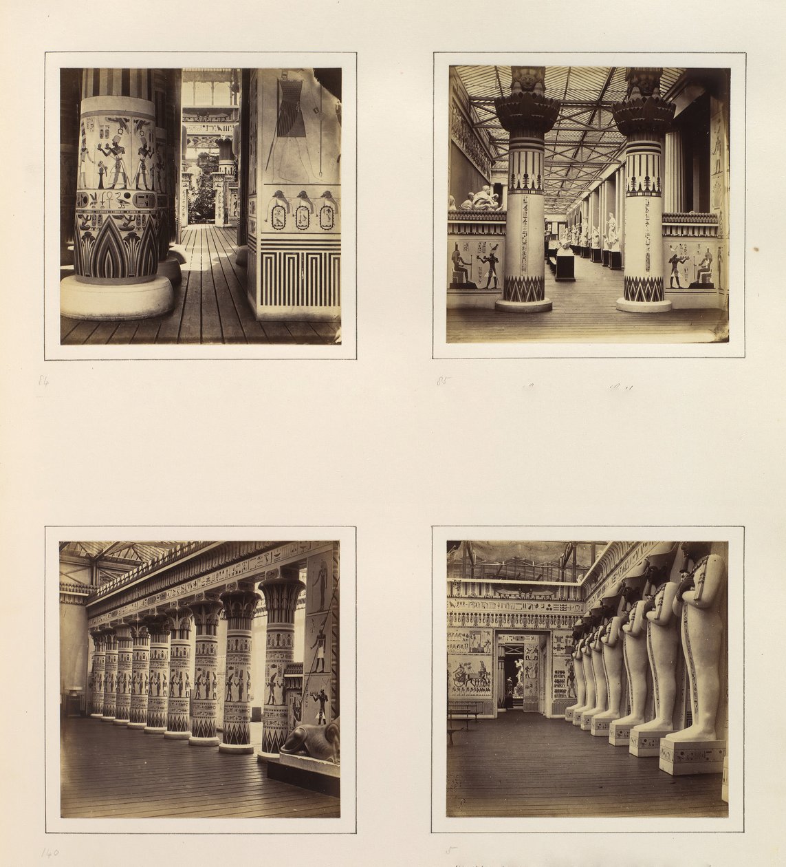 [Udsigt over det egyptiske hof, Udsigt gennem egyptiske søjler til klassisk skulptur..., ca. 1859. af Philip Henry Delamotte.
