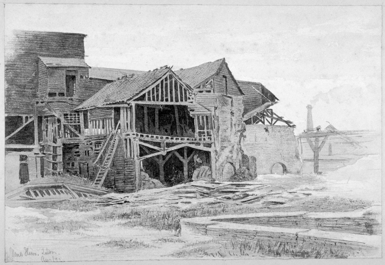 Udsigt over det gamle kalkværk, Nine Elms, Battersea, London, 1875. af Philip Howard