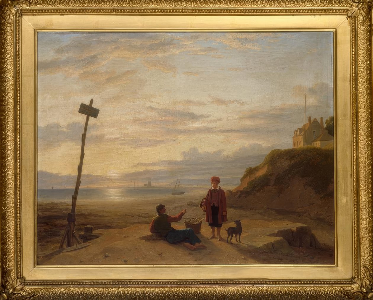 Ph. H.Rogers, østersdrenge diskuterer morgenens fangst.../ 1835 af Philip Hutchins Rogers