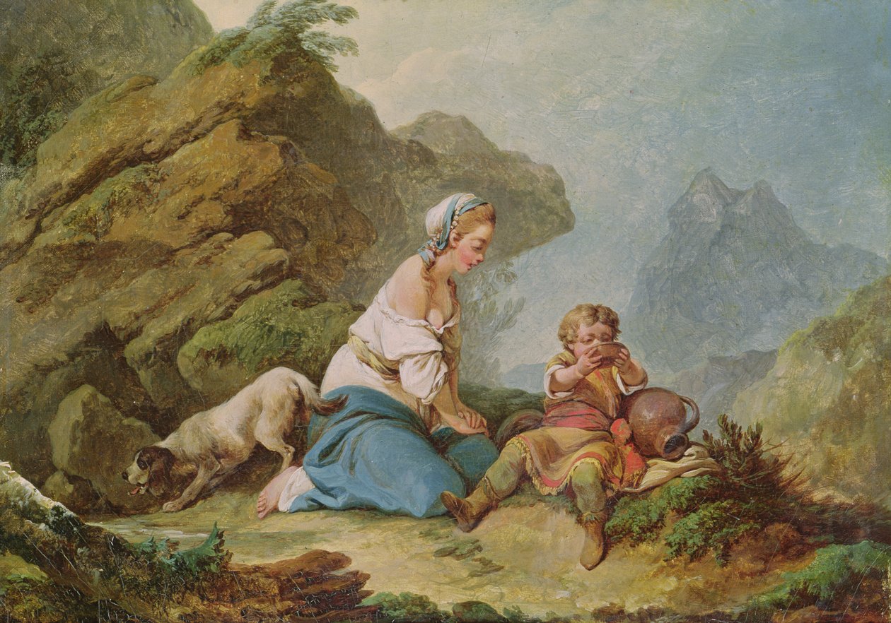 Hagar ser sin søn drikke af Philippe Jacques de Loutherbourg
