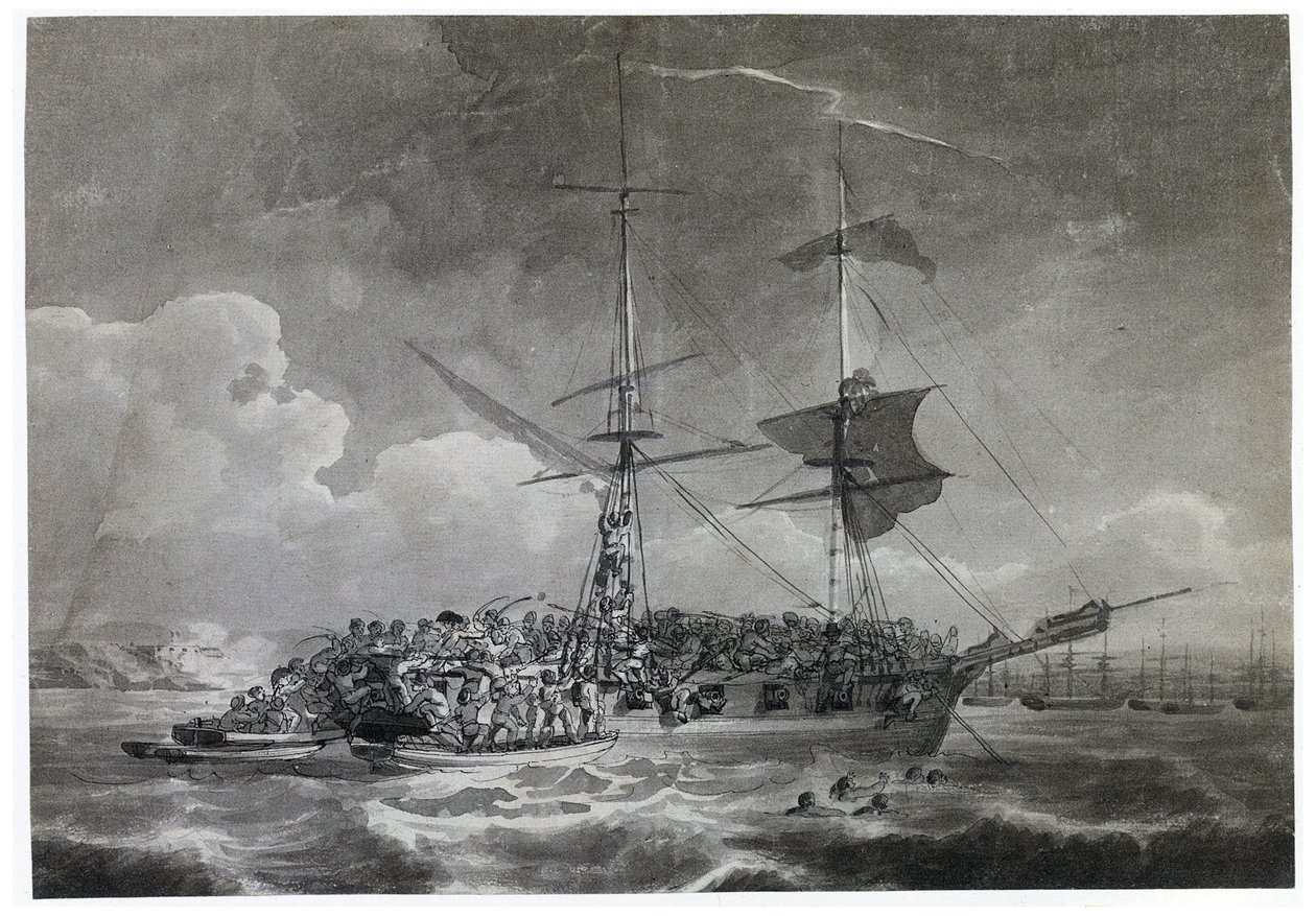 Portræt af en fransk brigg (mursten), La Chevrette (usikkert). Dyppet i blæk af Philippe Jacques de Loutherbourg (1740-1812). af Philip James de (1740 1812) Loutherbourg