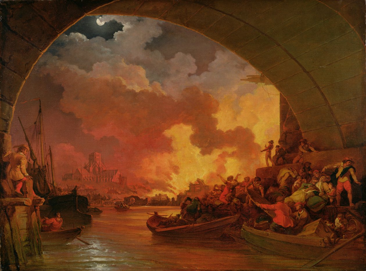 The Great Fire of London, ca. 1797 (olie på lærred) af Philip James de Loutherbourg