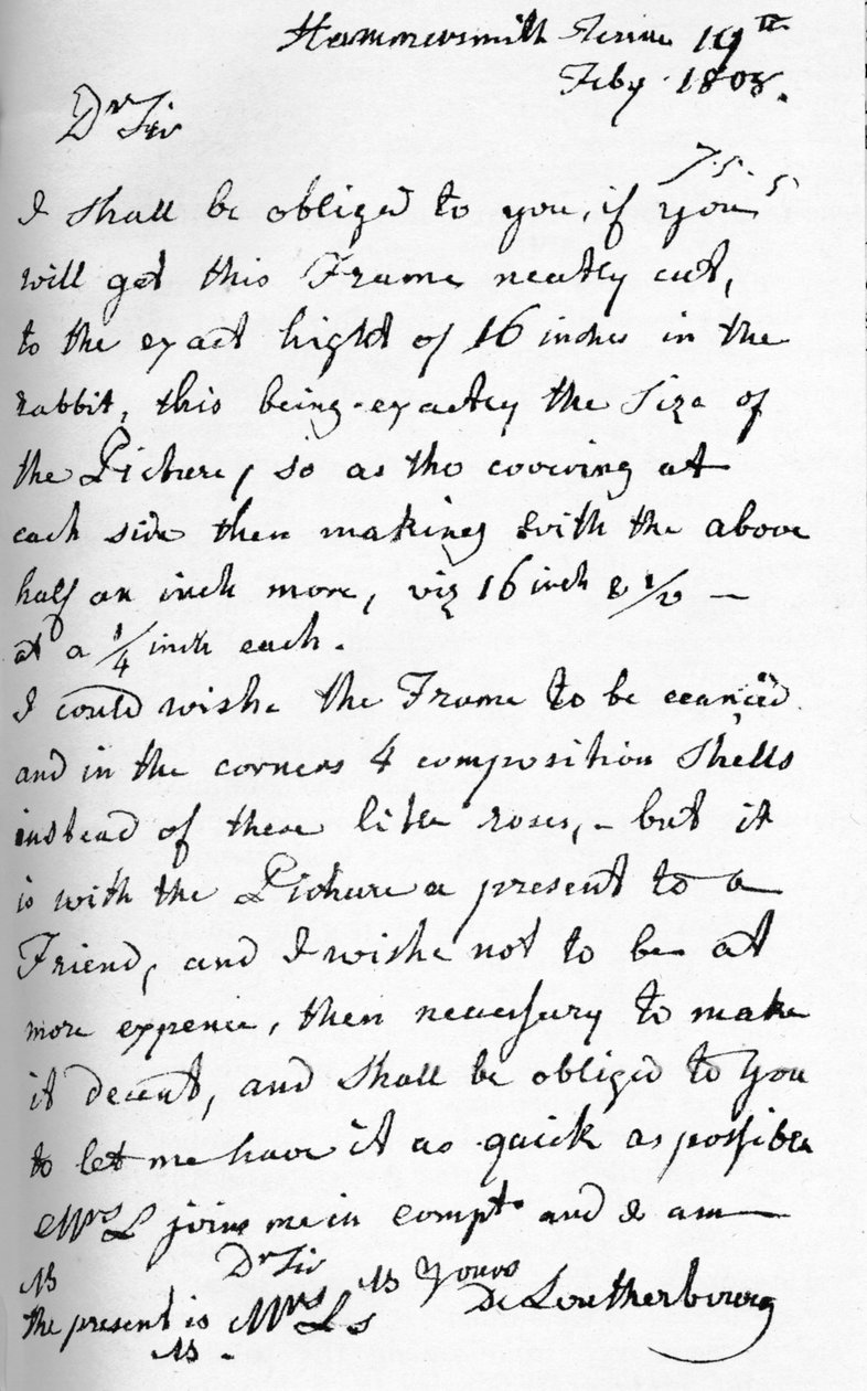 Et brev fra Philip James de Loutherbourg, 19. juli 1808 1904 af Philip James de Loutherbourg