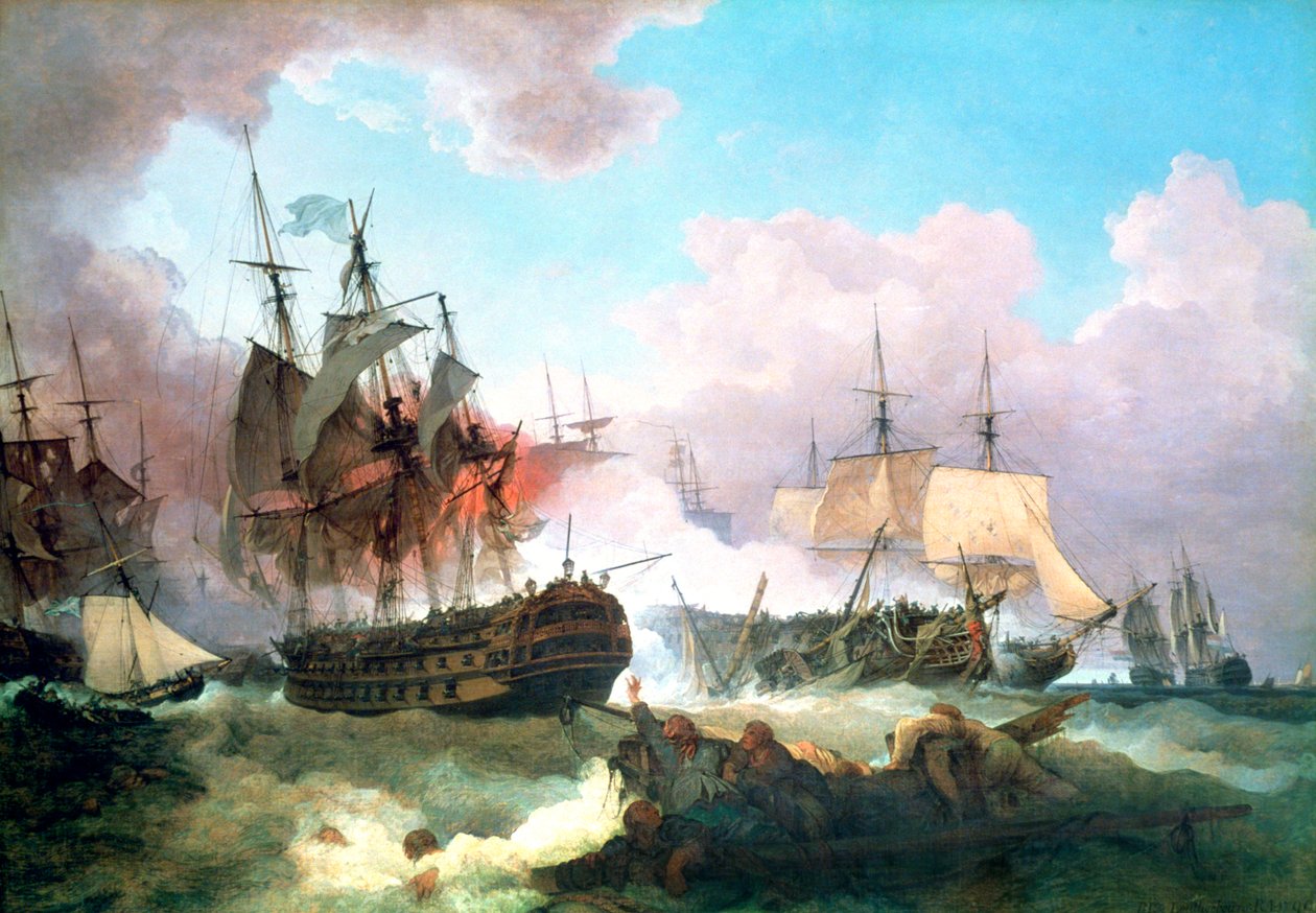 Slaget ved Camperdown, 1799 af Philip James de Loutherbourg