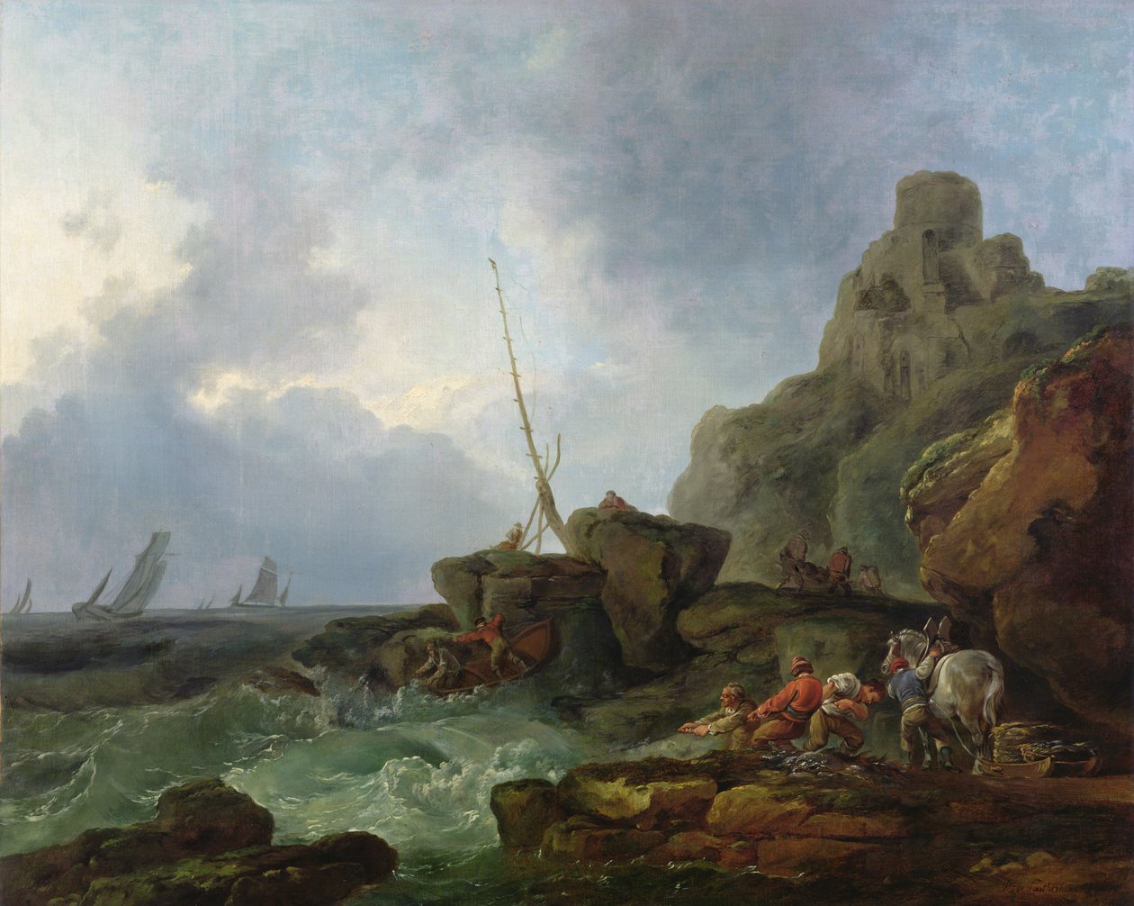 The Wreckers (fiskere, der trækker deres net ind i oprørt hav) af Philip James de Loutherbourg