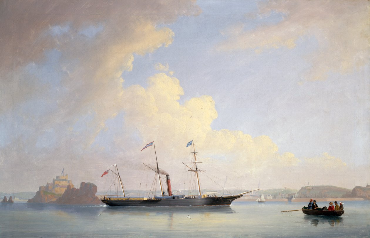 Screw Steamer Lady Bird ud for Elizabeth Castle, Jersey af Philip John (after) Ouless