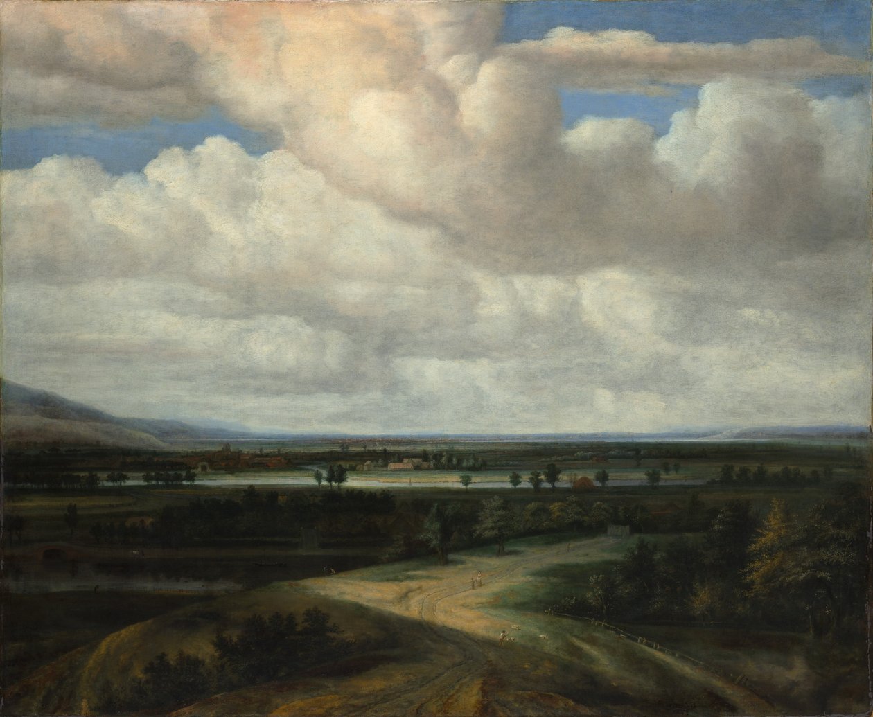 Et panoramalandskab med en landejendom, ca. 1649. af Philip Koninck