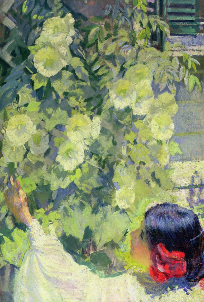 Hollyhocks, ca. 1923 (olie på lærred) af Philip Leslie Hale