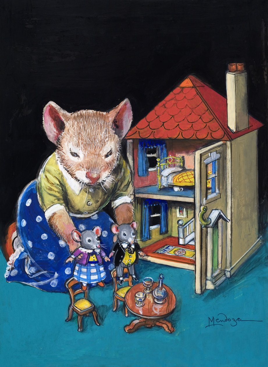 The Town Mouse and the Country Mouse (gouache på papir) af Philip Mendoza