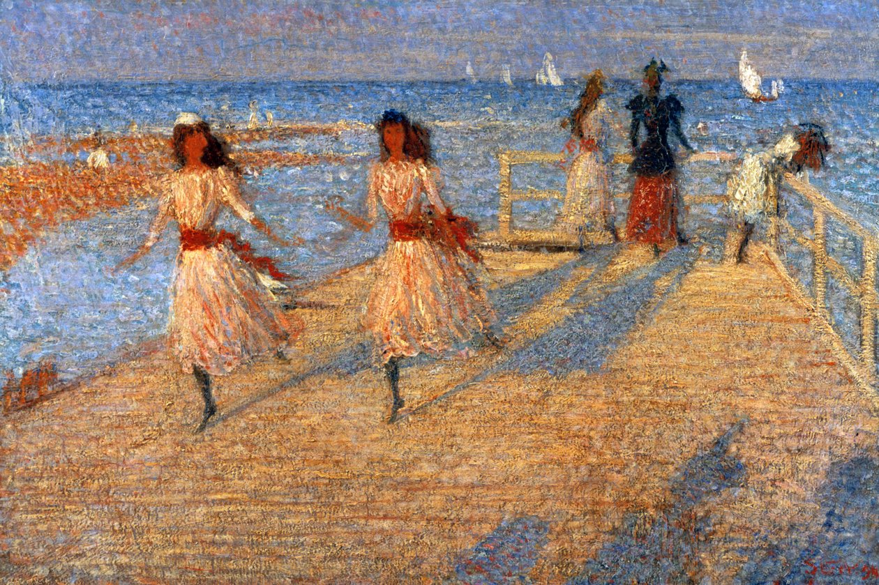 Girls Running, Walberswick Pier, 1888-1894 af Philip Wilson Steer