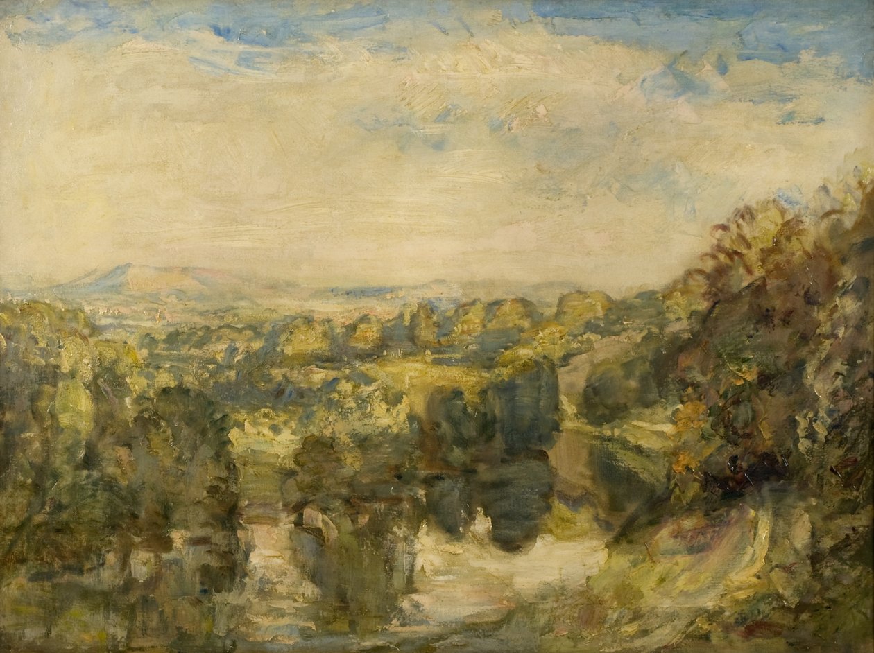 Teme-floden, aften, nær Ludlow - Clee Hills i det fjerne af Philip Wilson Steer