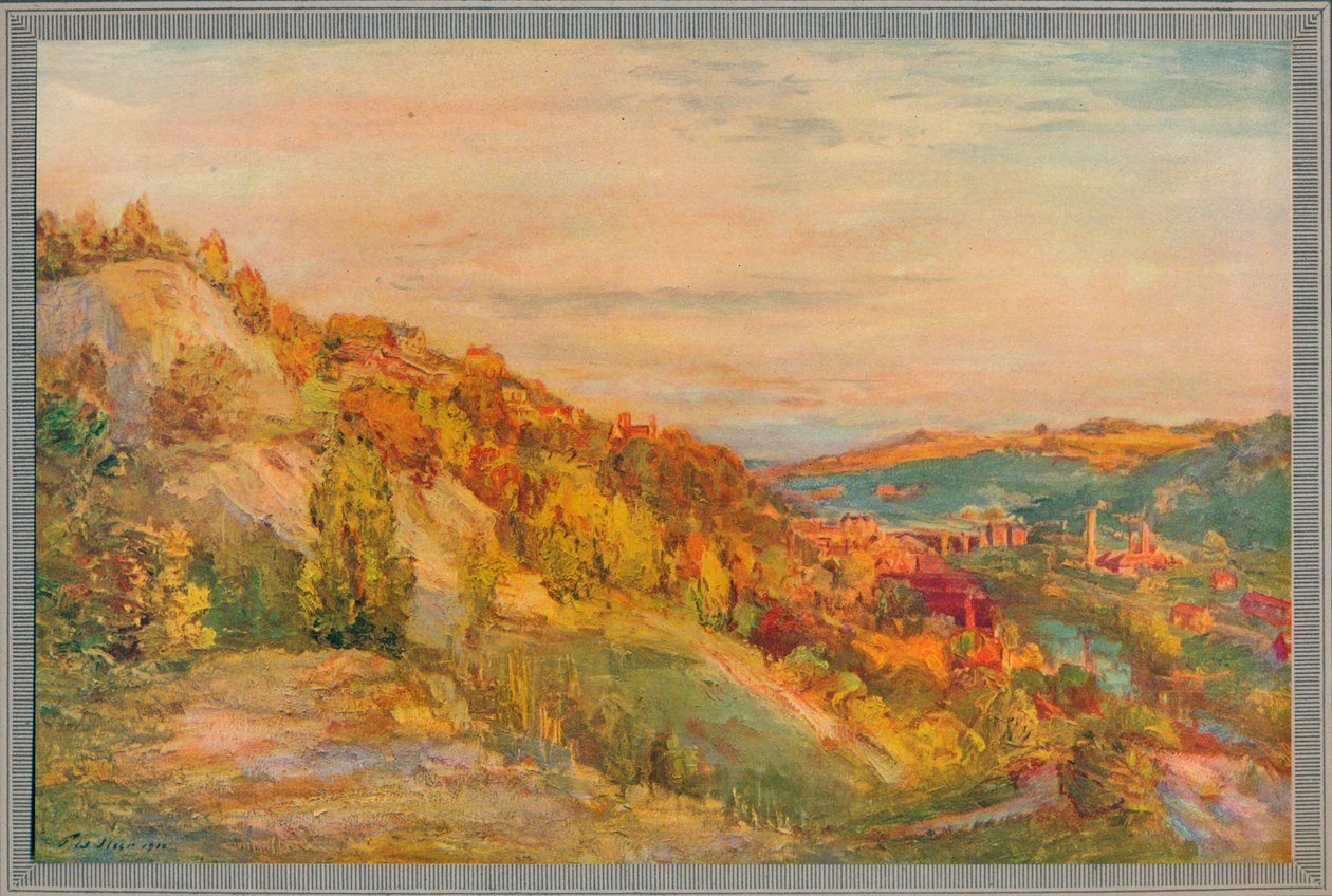 Den røde bro, Ironbridge, 1910, c1932 af Philip Wilson Steer