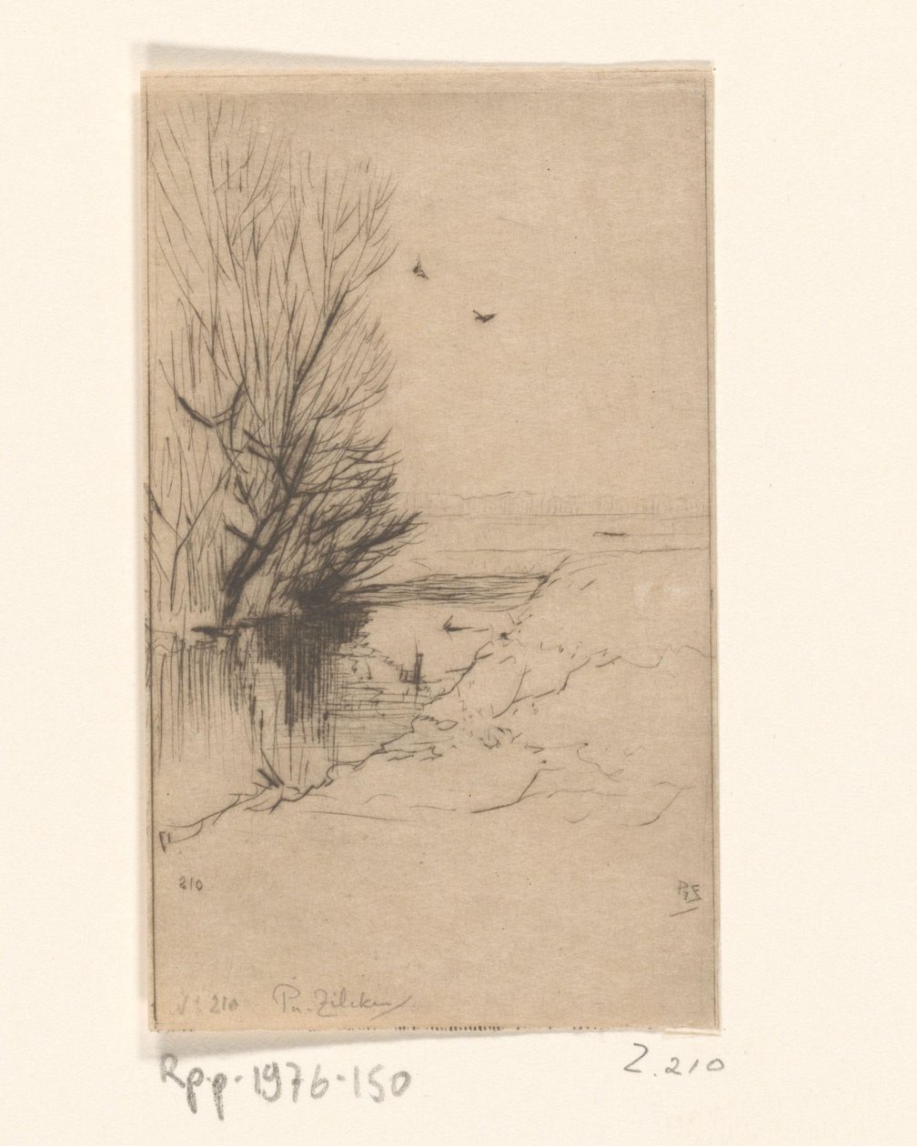 Landskab med vandløb og træer Croquis de paysage (original titel) af Philip Zilcken (signed by artist)