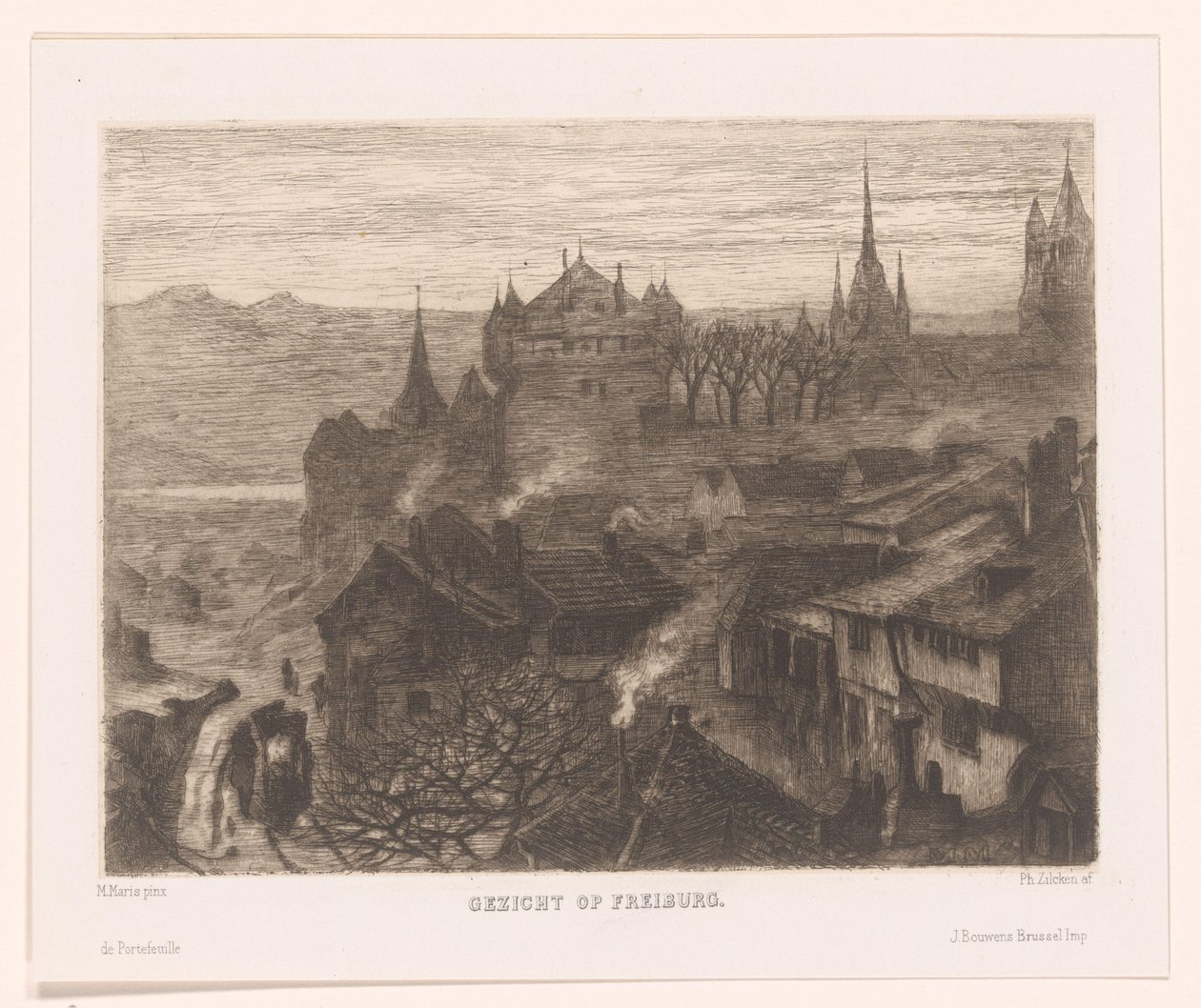 Udsigt over Freiburg (original titel på objekt) af Philip Zilcken