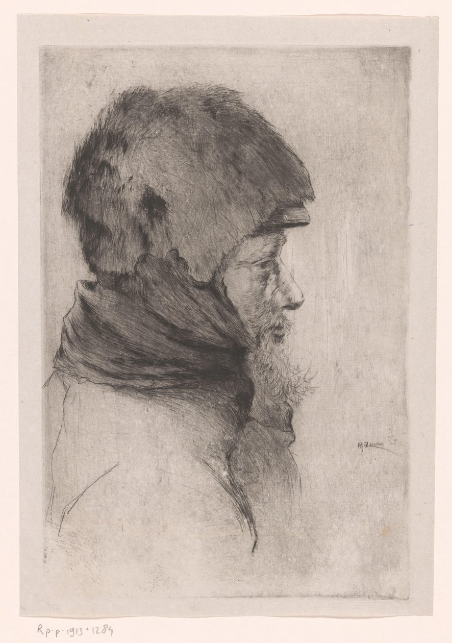 Hovedet af en gammel mand, i profil Old Mendiant (original titel) af Philip Zilcken