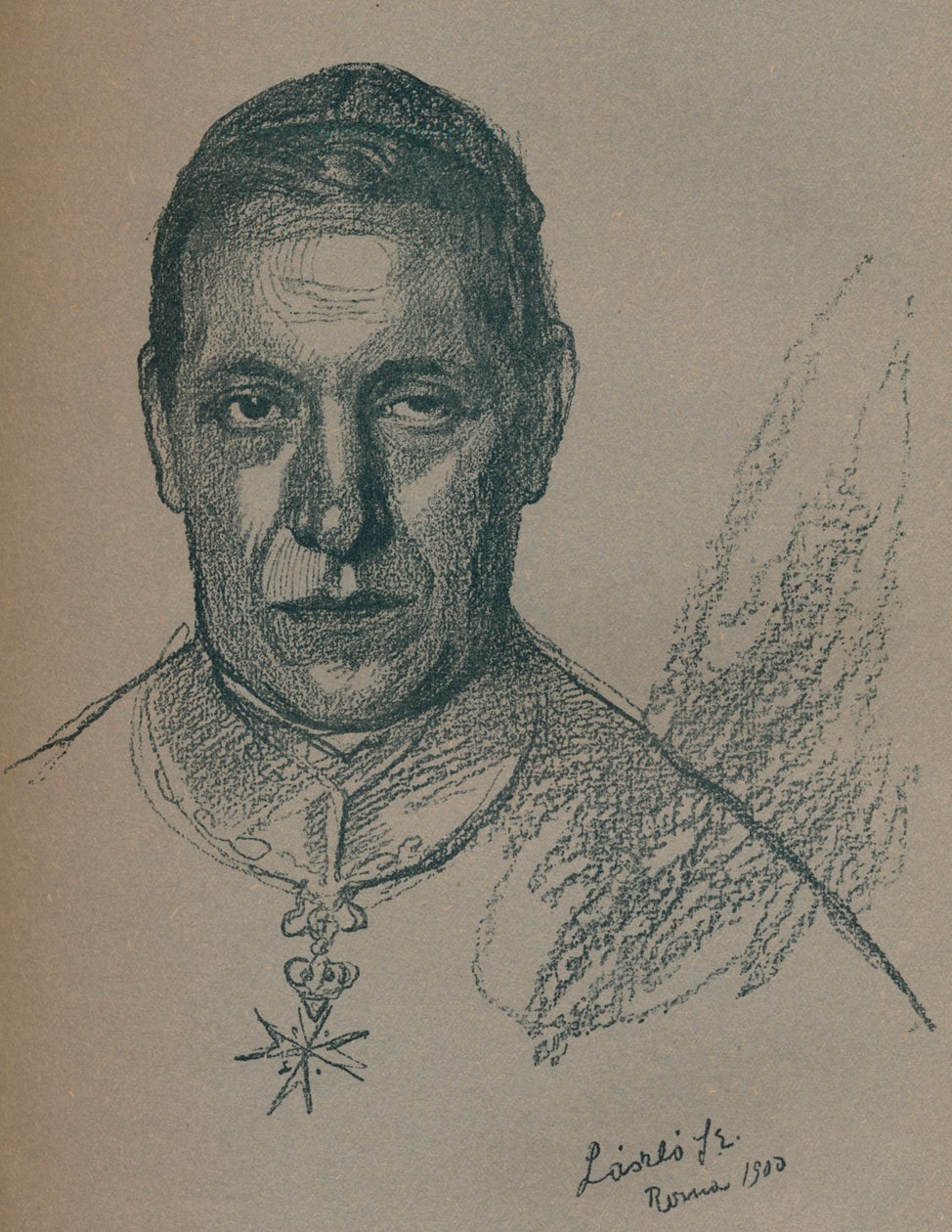 Skitse-portræt af hans eminens kardinal Rampolla, 1900 1901-1902. Kunstnere: Fulop Laszlo, Philip A de Laszlo. af Philip de László